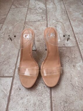 Gianni Bini Nude Clear-Strap Block Heels (2-Kool)